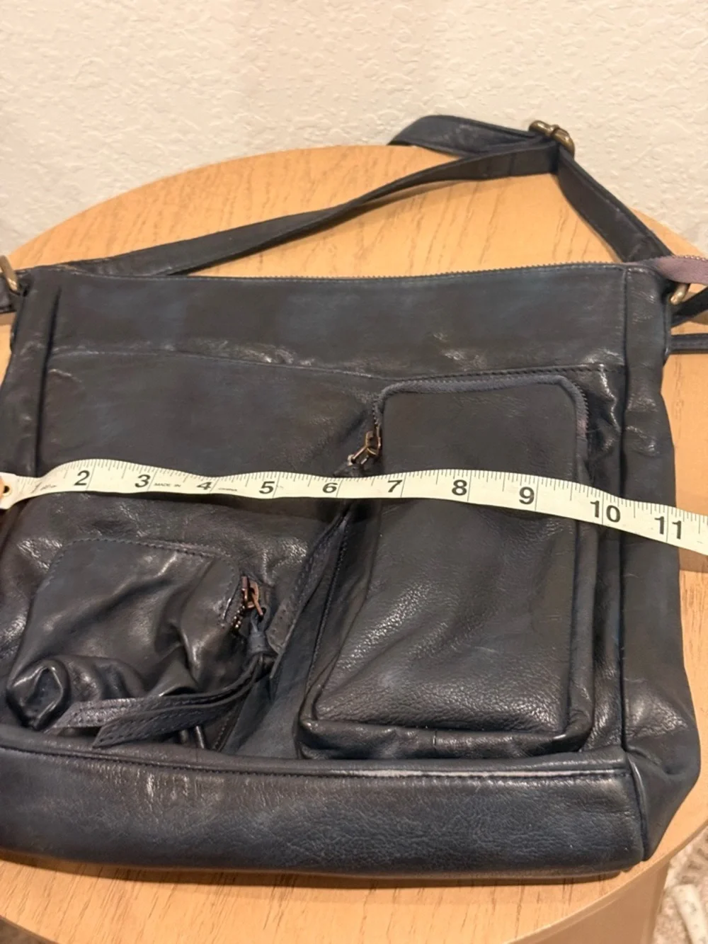 Men's Black Leather Crossbody Bag - Unbranded